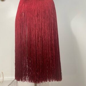 Very Rare Burgundy silk Fringe Skirt